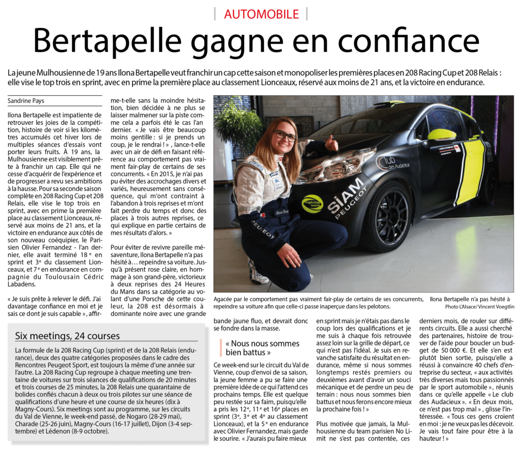 Article Bertapelle gagne en confiance