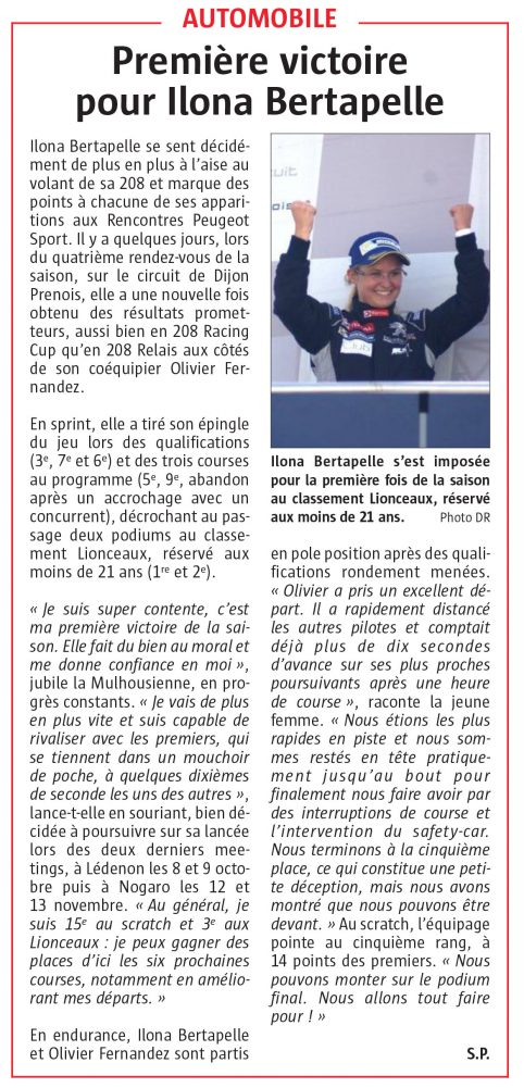 Article Ilona première victoire